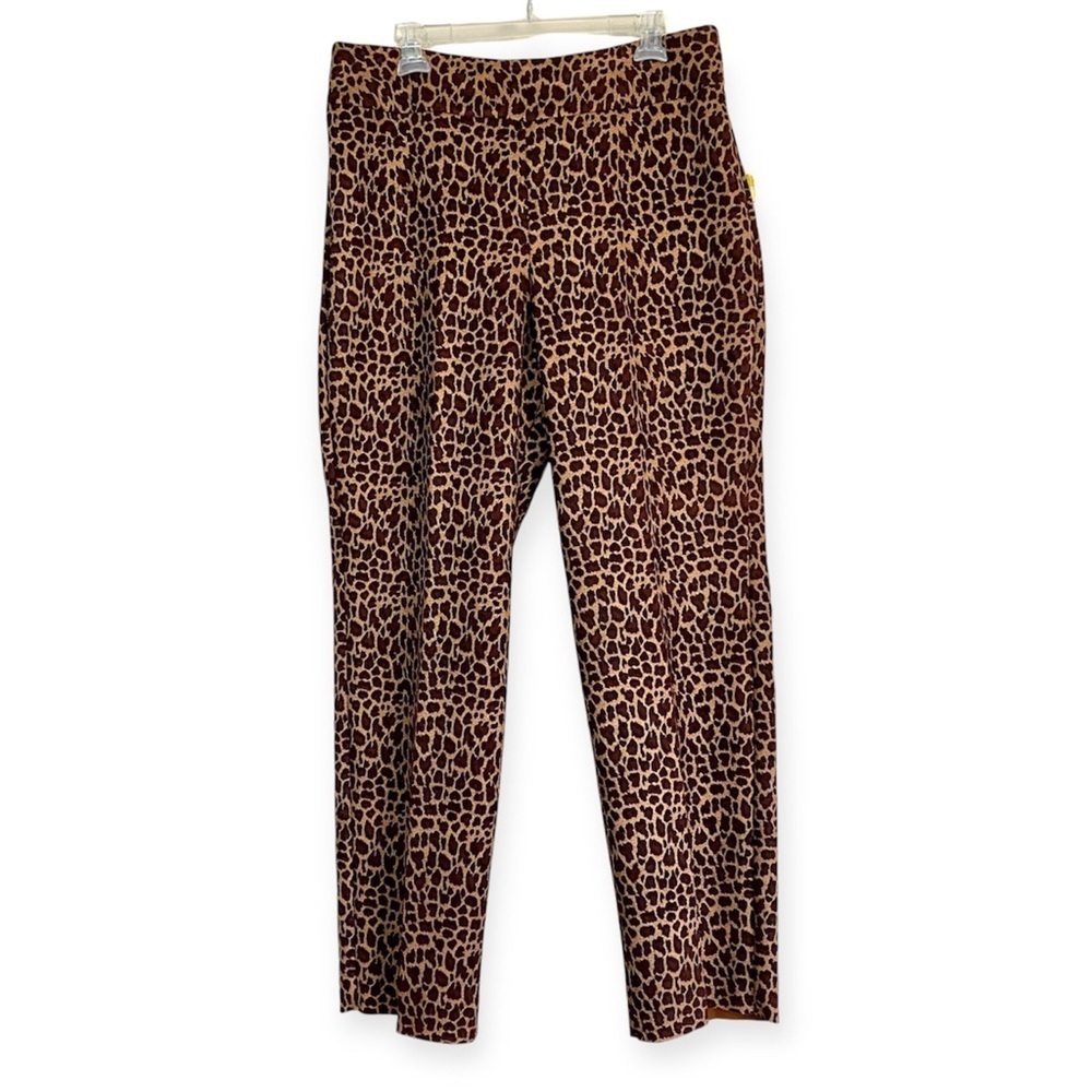 Faux Suede Leopard Print Straight Leg Ponte Pants Size Large Mob Wife Pull-on